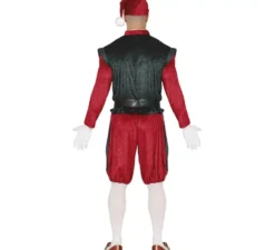Costume da Elfo Paggio verde e rosso con cappello per uomo