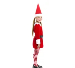Costume da Elfo polare rosso con abito e cappello per ragazza