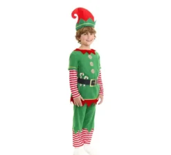 Costume da Elfo polare verde e rosso con cintura per bambino