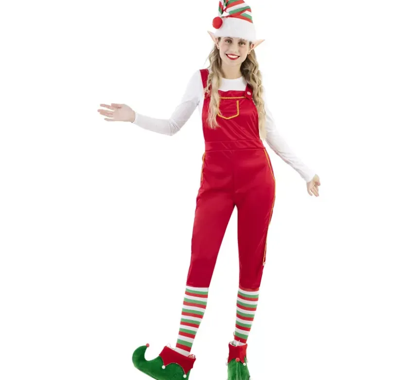 Costume da Elfo Rosso con cappello per donna