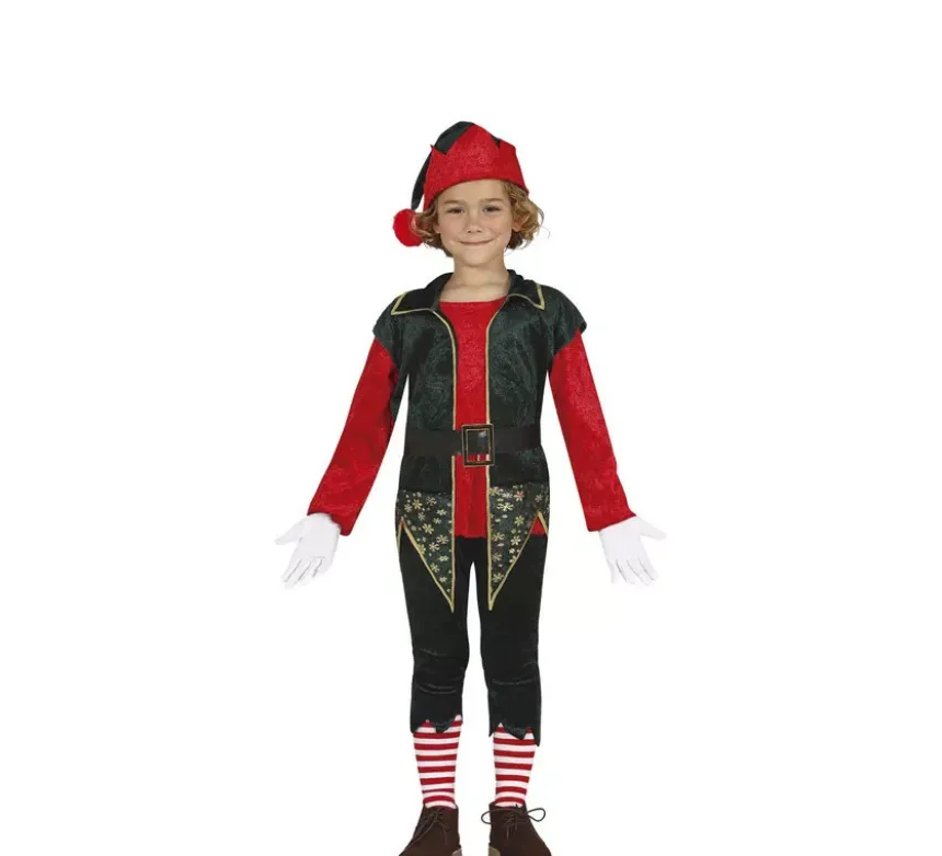 Costume da Elfo Rosso con gilet lungo per bambino