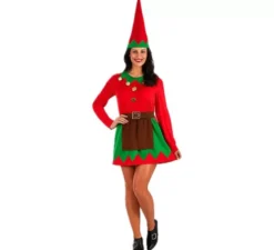 Costume da elfo rosso e verde per donna