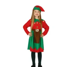Costume da Elfo verde e rosso per bambina