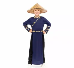 Costume da eroe cinese blu per ragazzi