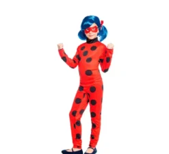 Costume da eroina a pois rossi e neri per bambina