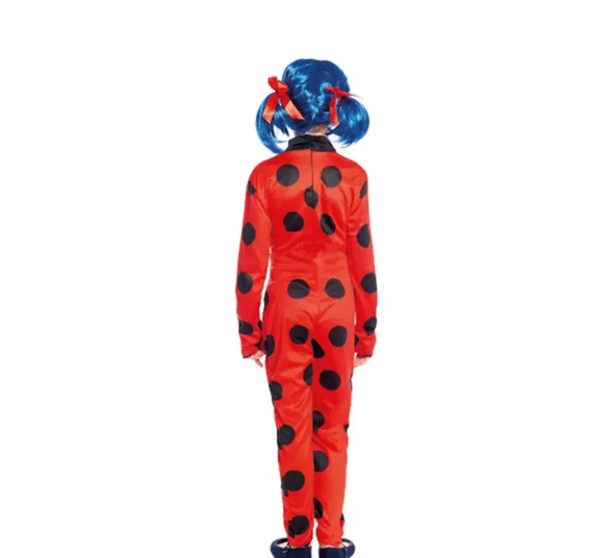 Costume da eroina a pois rossi e neri per bambina