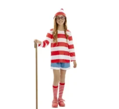 Costume da escursionista a righe per bambine