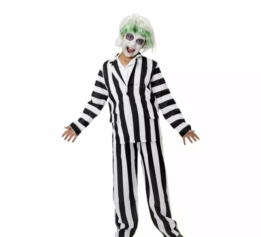 Costume da fantasma a righe per bambino