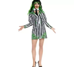 Costume da fantasma con abito a righe da donna