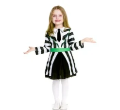 Costume da fantasma con abito a righe per neonato e bambina