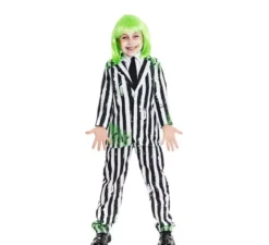 Costume da fantasma con abito a righe per ragazzo