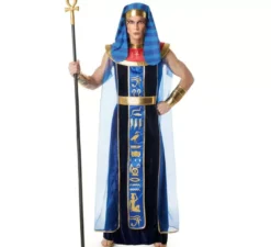 Costume da faraone egiziano blu per uomo