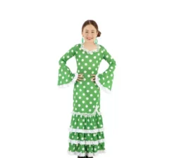 Costume da Flamenca verde a pois per bambina