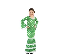 Costume da Flamenca verde a pois per bambina