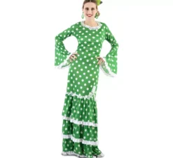 Costume da Flamenca verde a pois per donna