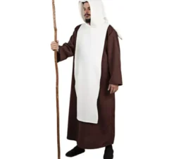 Costume da frate medievale bianco e marrone per uomo