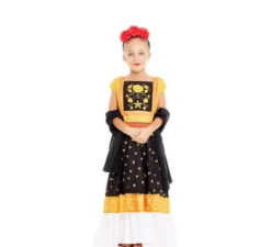Costume da Frida Kahlo giallo e nero per bambina