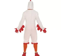 Costume da gallina bianca con cappuccio per uomo