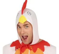 Costume da gallina bianca con cappuccio per uomo