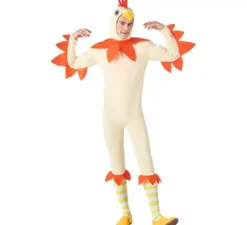 Costume da gallina bianco e arancione per uomo