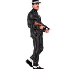 Costume da gangster a righe bianche e nere da uomo