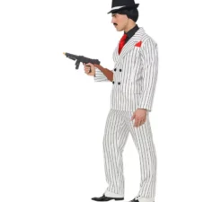 Costume da gangster bianco a righe da uomo