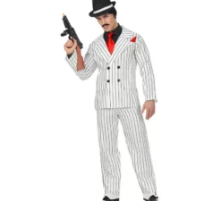 Costume da gangster bianco a righe da uomo