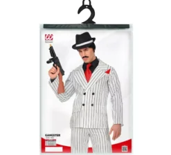 Costume da gangster bianco a righe da uomo