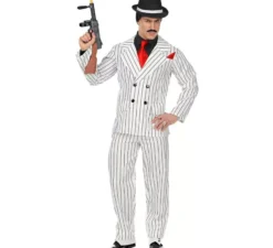 Costume da gangster bianco a righe da uomo