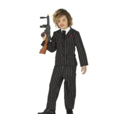 Costume da gangster nero con strisce per ragazzo