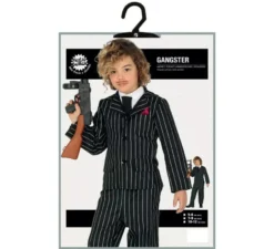 Costume da gangster nero con strisce per ragazzo