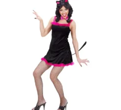 Costume da gatta in abito di velluto nero per donna