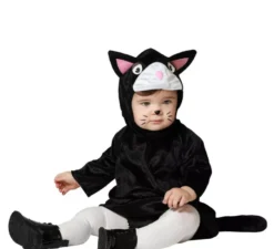 Costume da gatta nera con cappuccio e coda per bambino