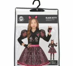 Costume da gattina nera compiaciuta per bambina