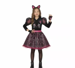 Costume da gattina nera compiaciuta per bambina