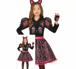 Costume da gattina nera compiaciuta per bambina