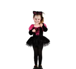 Costume da gattina nero e rosa per bambina