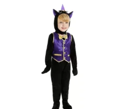 Costume da gattino con cappuccio e papillon per bambino e bambino