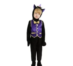 Costume da gattino con cappuccio e papillon per bambino e bambino