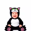 Costume da gatto bianco e nero con cappuccio per bambino