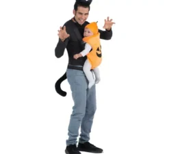 Costume da Gatto e Zucca con copri zaino per adulto e bambino