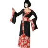 Costume da Geisha classico nero e rosso per donna