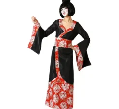 Costume da Geisha classico nero e rosso per donna