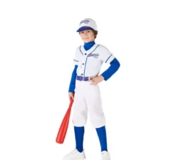Costume da giocatore di baseball bianco e blu per bambino