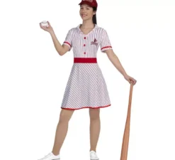 Costume da giocatore di baseball vintage anni '50 da donna