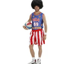 Costume da giocatore di basket blu e rosso per uomo