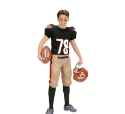 Costume da giocatore di football americano nero e marrone per ragazzo