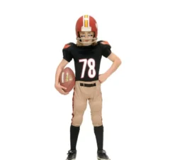 Costume da giocatore di football americano nero e marrone per ragazzo