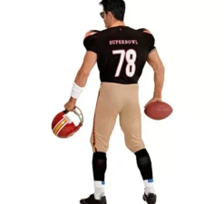 Costume da giocatore di football americano nero e marrone per uomo
