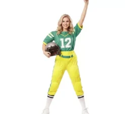 Costume da giocatore di football americano verde per donna